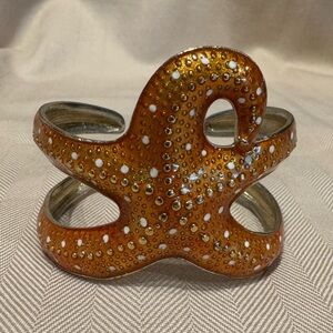 Orange Goldtone Octopus Bracelet Size 6.75